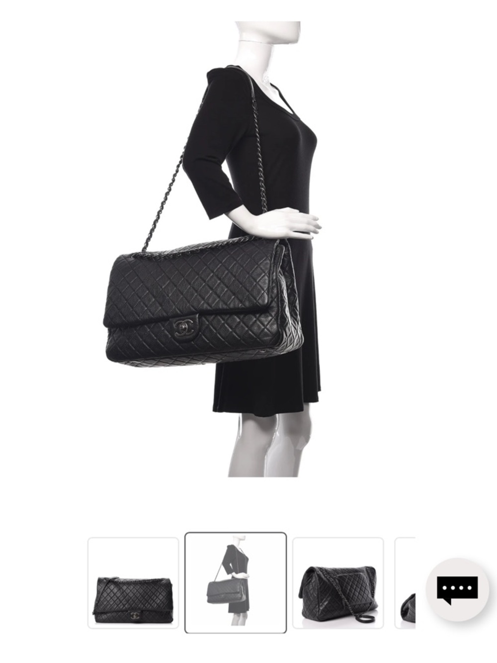CHANEL Black Quilted Leather Shoulder Bag with Chain Strap XXL Travel Bag